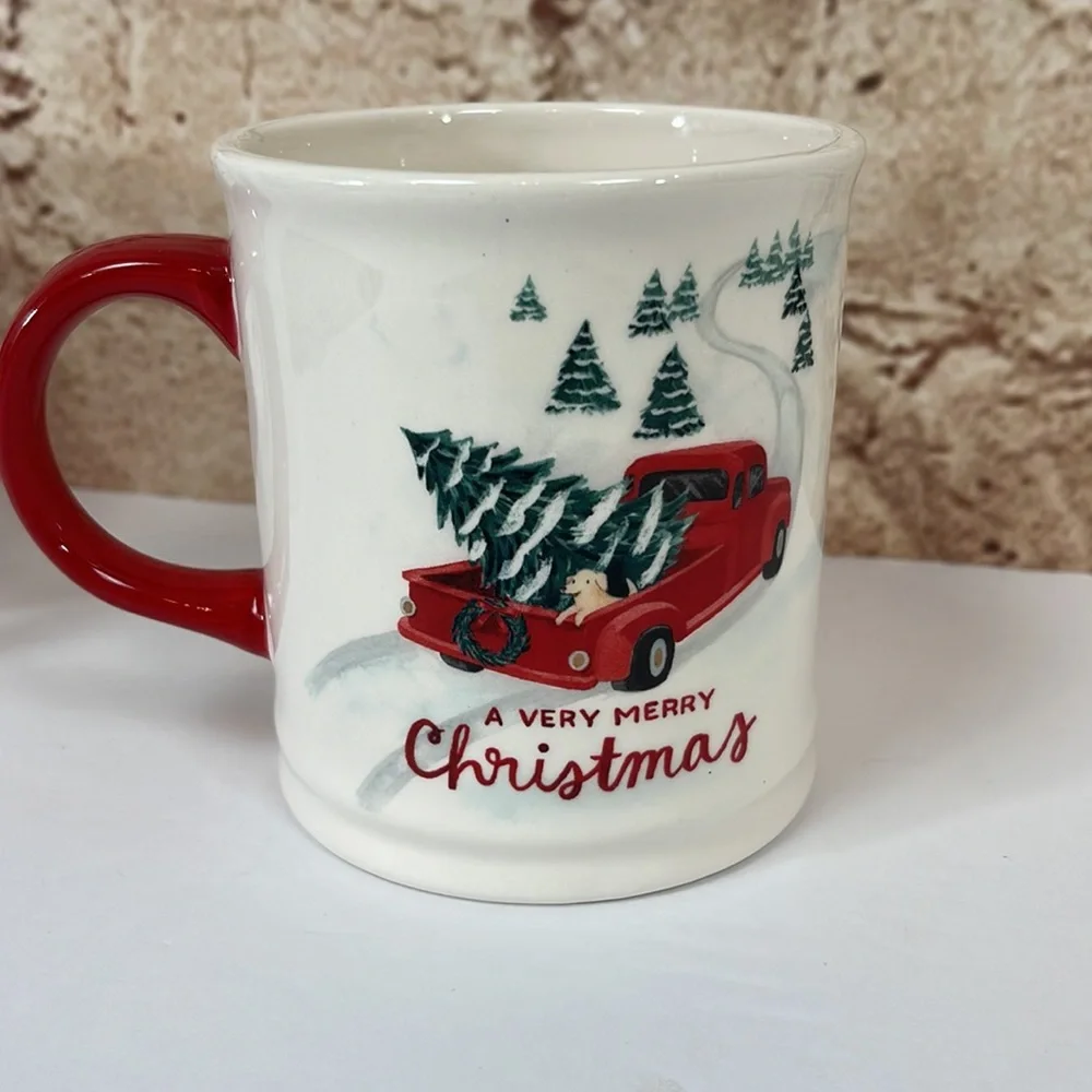 Set of Two Sur La Table Christmas Mugs